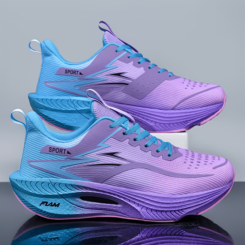 TEMU [Baskets] Chaussures de course amortissantes pour hommes et femmes, semelle épaisse légère, flexibles et élastiques, design athlétique, coupe .