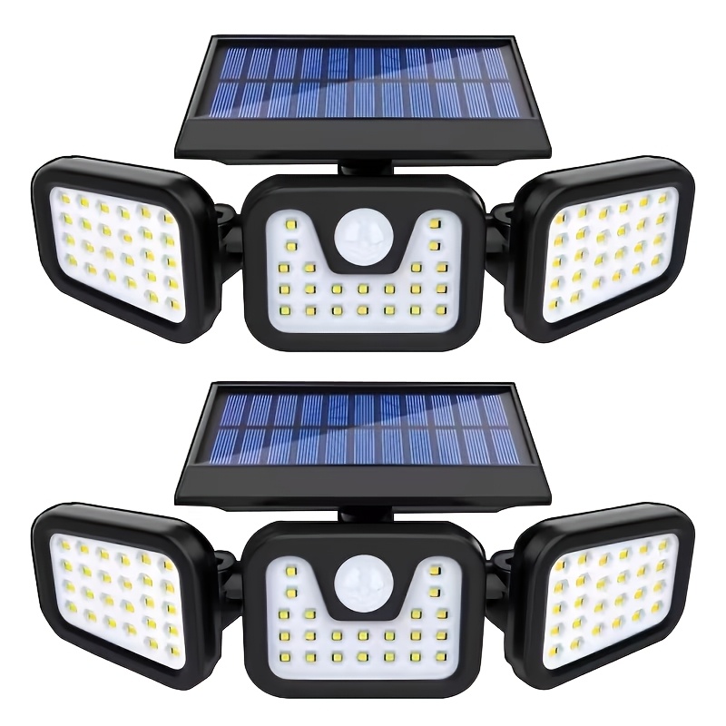 TEMU 2pcs Solar-powered Light, Equipped With Motion Sensor, 3 Brightness For Outdoor Wall Lamp, Suitable For Front Door, Courtyard, Garage, Street
