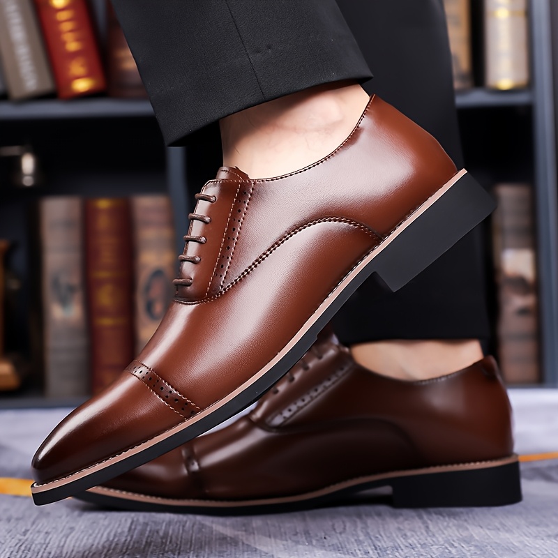 ?Men\'s Business Dress Oxford Brown Shoes Casual Comfort Lace-Up Closed Toe Amazon.com | Plus Size Men main image 4