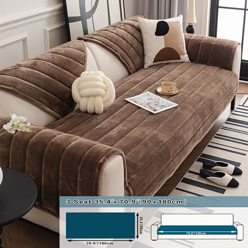 TEMU 1pc, Cozy And Warm Flannel, , Solid Color Non-slip Sofa Pad, Sofa Protector, Ideal For Furniture Cover For Bedroom, Office, And Living Room Home