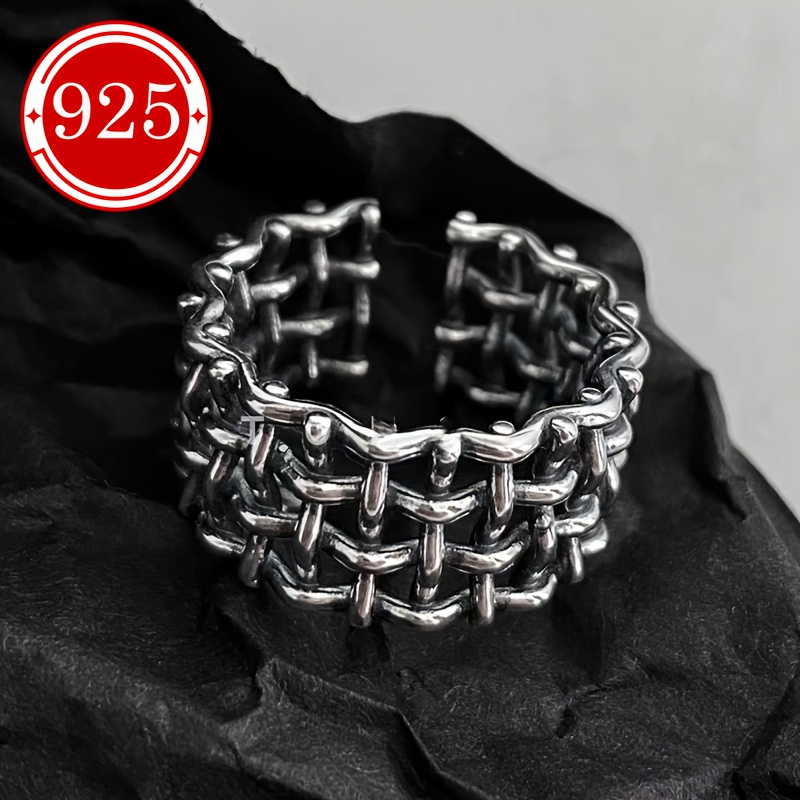 925 Silver Vintage Inspired Wide Face Crossweave Ring for Women