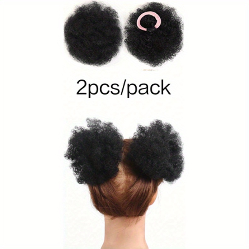 TEMU 2pcs Small Curly , Extended Synthetic Small African Curly Hair Bun, A Comfortable And Lightweight Wig For Little Girls