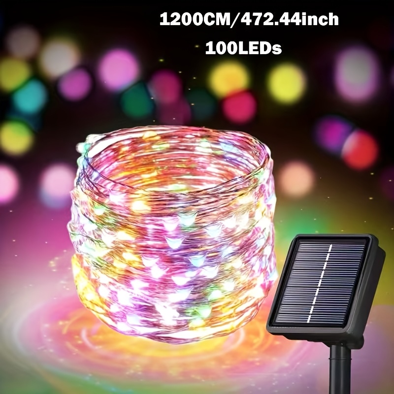 TEMU Outdoor Solar Light String, 393.7 Inch, 100 Led Solar Fairy Light With 8 , Copper Wire Light Suitable For Christmas Courtyard, , Courtyard