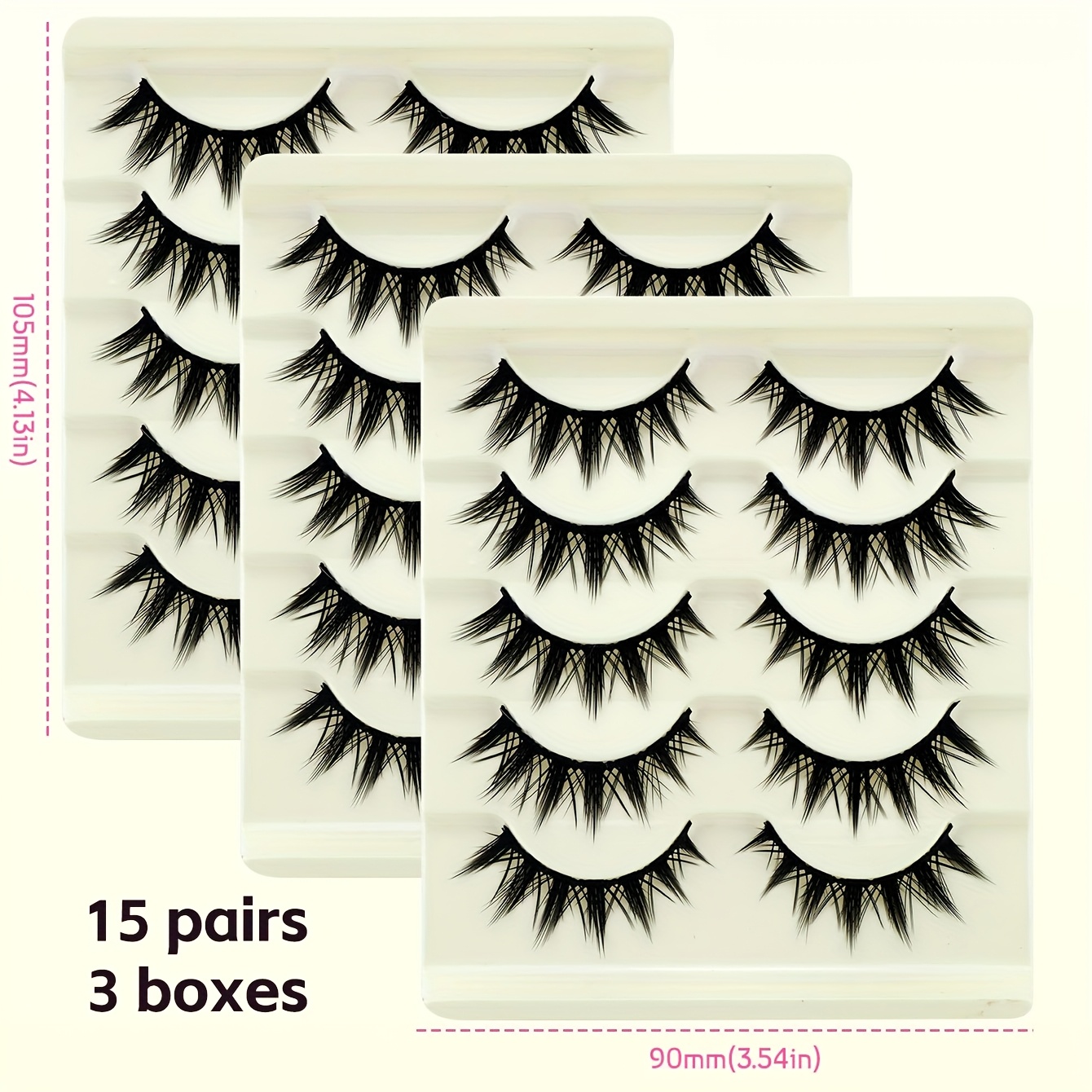 TEMU 15 Pairs Of 3 Boxes Of Natural Fluffy And Thick Cat Eye False Eyelashes Sweet Effect With Black Support 7mm-16mm Reusable False Eyelashes