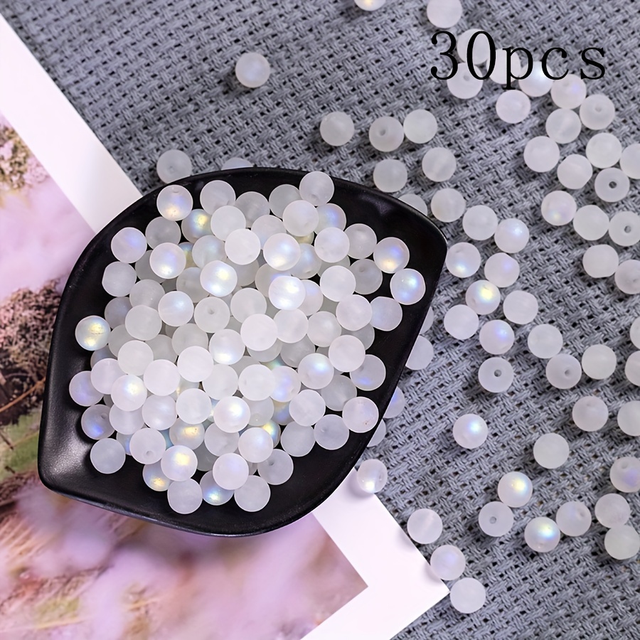 Image of 30pcs Iridescent Beads, 8.5mm - Mermaid Shine, Aurora Frosted Finish For , Bracelets, Necklaces, Crafts & More, Mermaid Jewelry