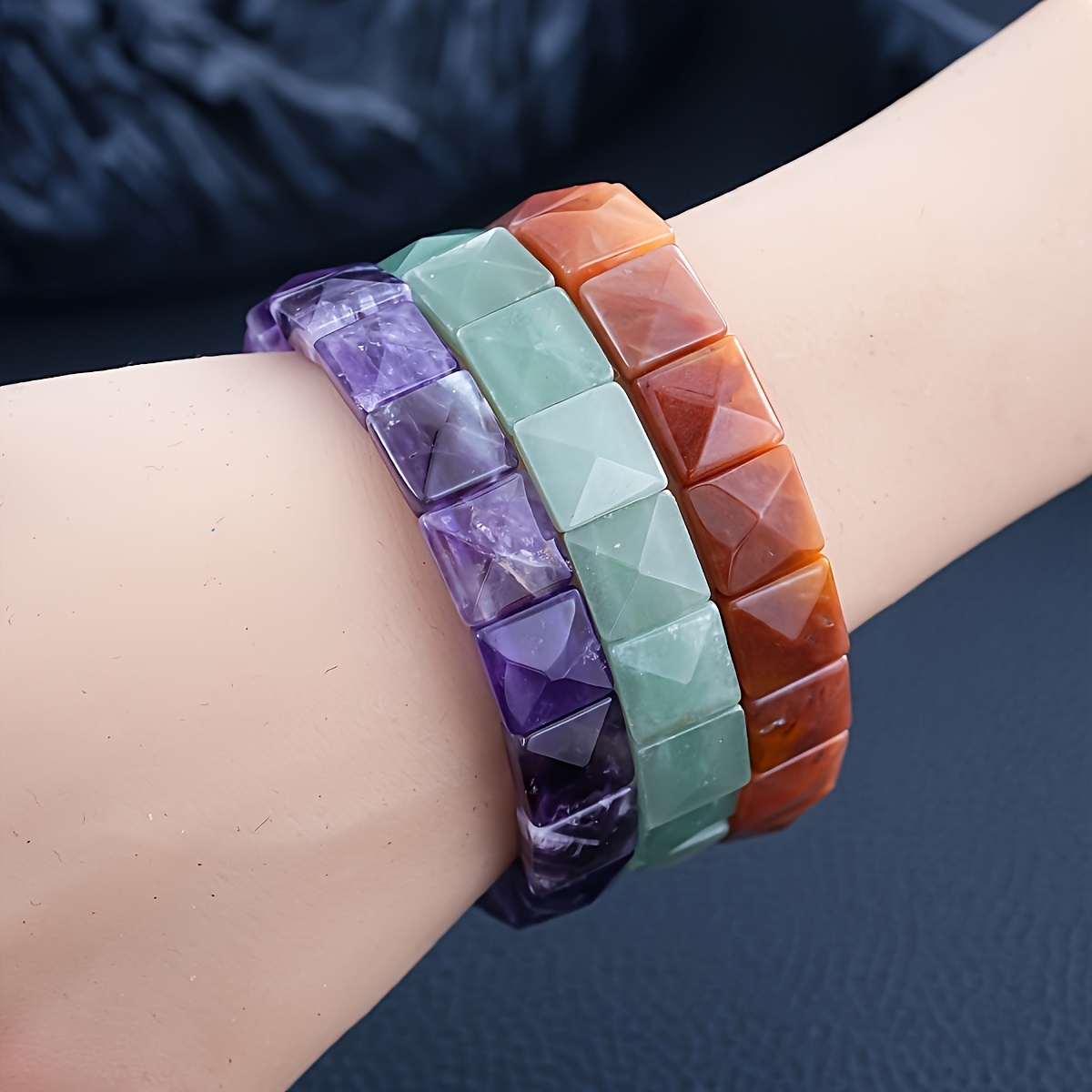 Bohemian Natural Stone Agate Beaded Bracelet for Men and Women