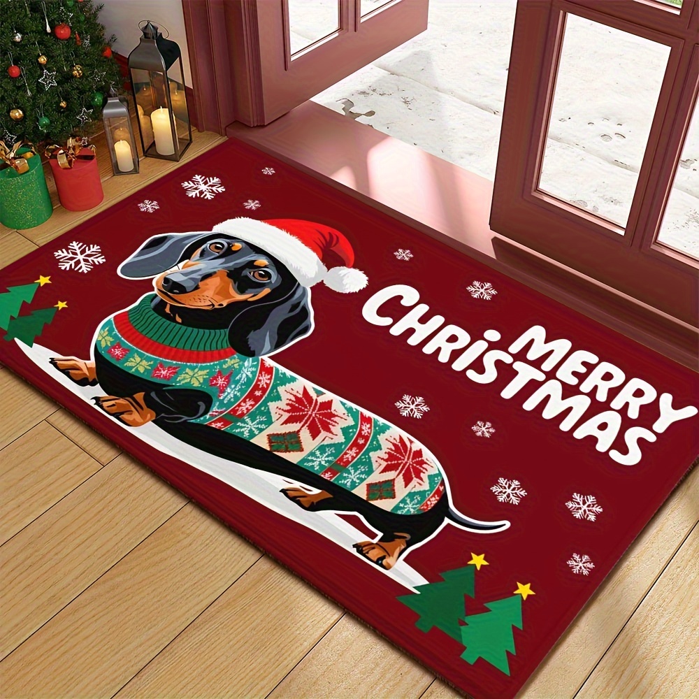 christmas dachshund welcome doormat non slip machine Temu Mauritius