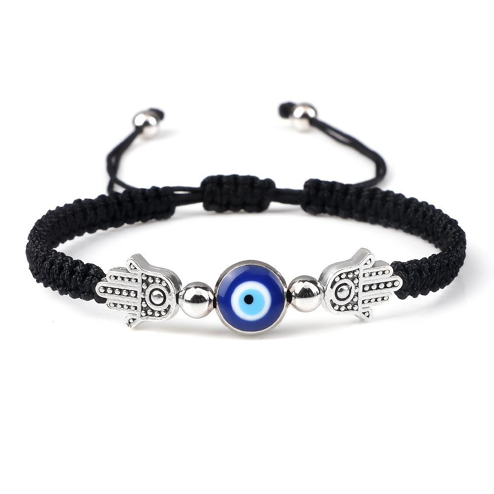TEMU 1 pièce Pendentif Œil en palmier tissé à pour homme et femme, Cadeau accessoire de couple bohème, Plusieurs couleurs avec bracelet en cordon de