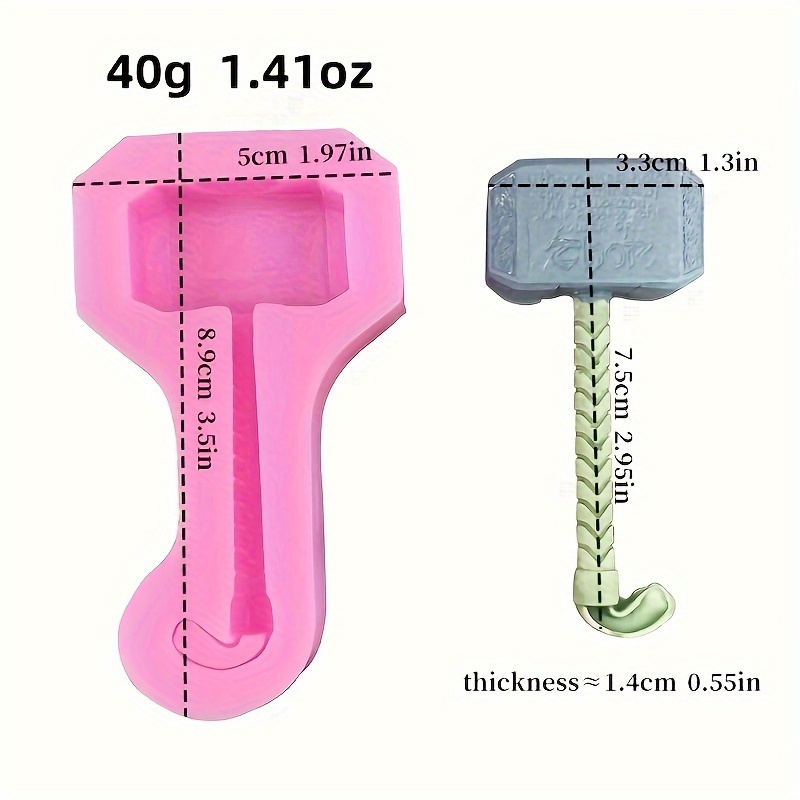 1 Piece, Thor's Hammer, Iron Hammer Mold, Hardware Tools, Silicone Mold, Chocolate Lollipop Cake, Dropping Gel Gypsum Mold