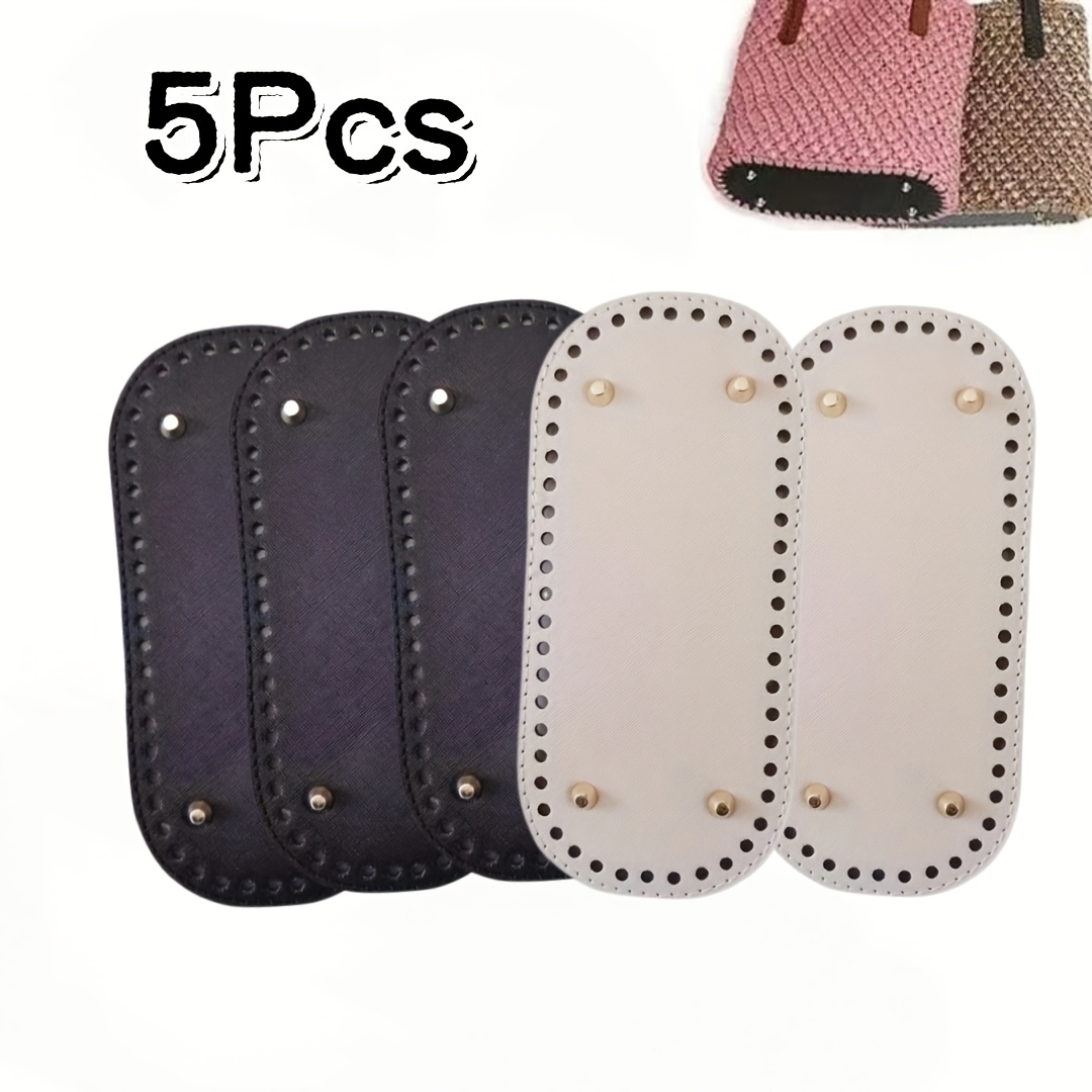 TEMU 5pcs HAIRK Base de panier rivetée en similicuir, base ronde pour sacs à main au crochet et sacs bandoulière, facile à tisser - doublure, couleur