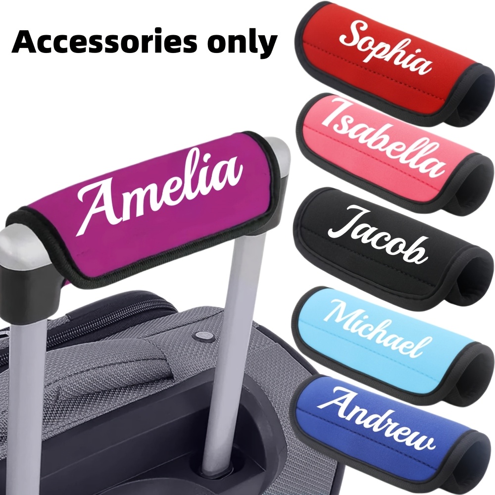tsa custom name luggage handle covers suitable for travel suitcase stroller handle protectors name initials durable cover with attachment for suitcases trolleys pushchairs hand washable