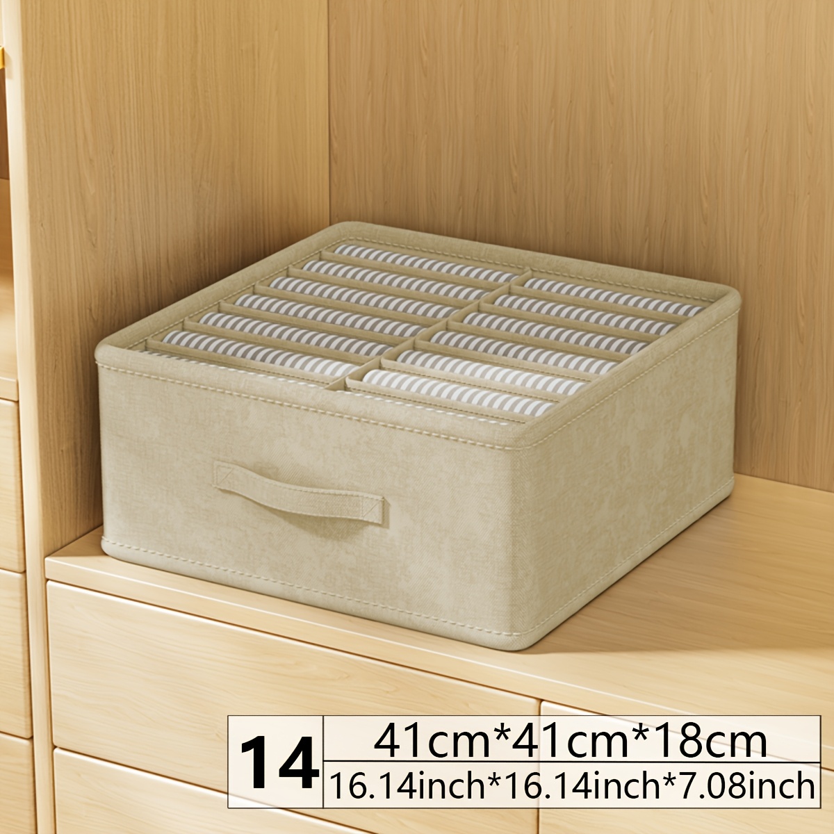 TEMU Foldable Stackable Fabric Storage Box With Separate Compartments - Wardrobe & Cabinet Organizer Suitable For Clothes,, S, Under-bed, Fits Inside
