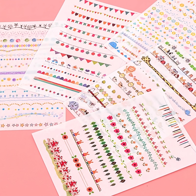 Image of 2 Packs 10pcs Cartoon Cute Border Decorative Stickers, For Scrapbooking Supplies, Diary, Greeting Cards, Hand Account, Craft Decoration Materials