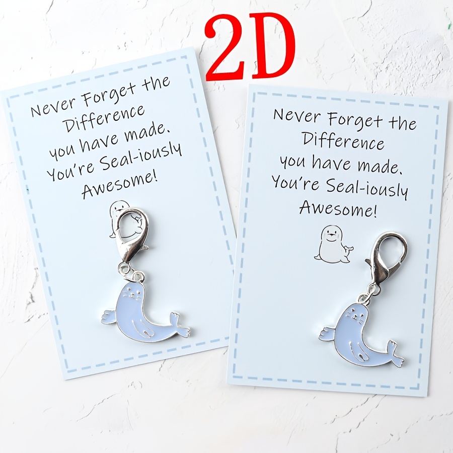 2d "you're Seal-iously Awesome!" Cute Mini Emotional Support Seal Keychain | Inspirational Gift For Women Men, Positive Birthday Gift, Cute Bag Charm Or Decoration For Friend Coworker, Alloy