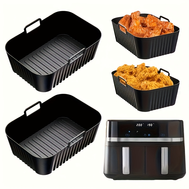 Sartén de Freidora de Aire de Doble Zona Compatible con Hornos y Microondas - Cesta Antiadherente Reutilizable, Fácil de Limpiar, Ajuste para la Mayoría de Freidoras de Aire y Uso Comercial, Compatible con Freidoras de Aire, Hornos, Microondas (Capacidad de 9L) - para cocina