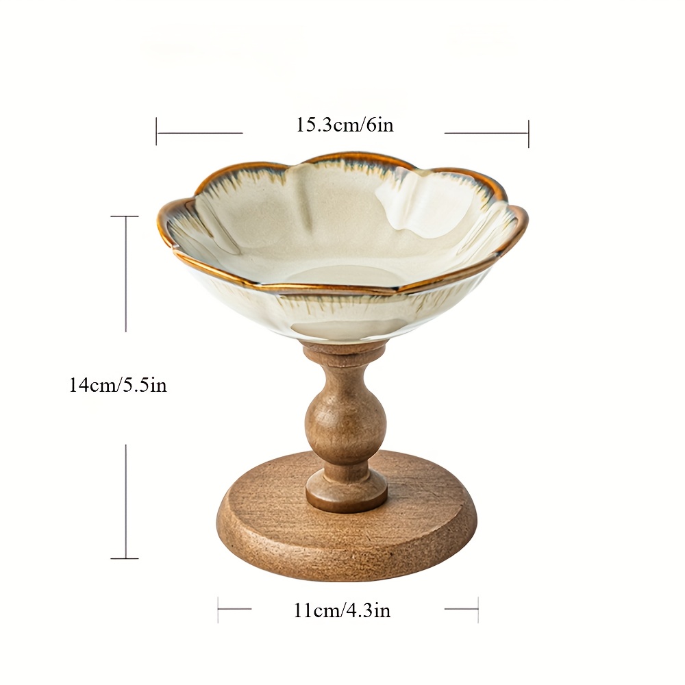 Image of 1pc Handcrafted Ceramic Dessert Plate, Floral Shaped 6-inch Ceramic Fruit Dish, Salad Plate, Serving Bowl, Jewelry Tray, Key Tray
