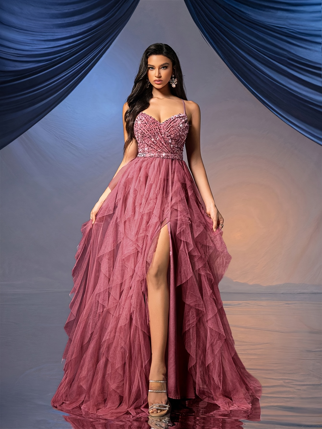 sl fashions tiered dress Women's Tier Bugle Dress, 8 GLNEGE Floral Wedding Guest or chic SLNY has 4 bridesmaid dress Color:ELEBL