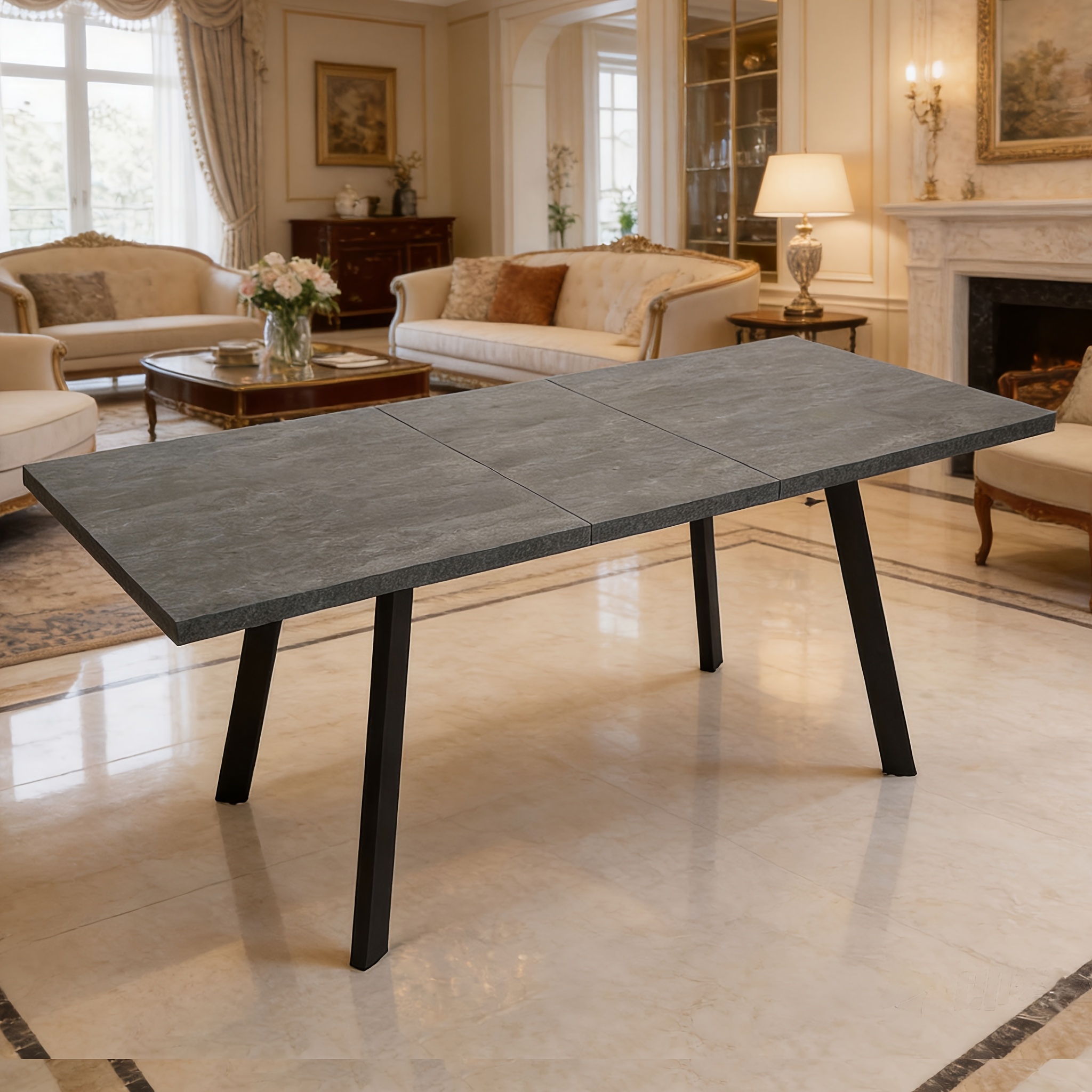 Image of Jiexi Modern Minimalist Extendable Dining Table, Table 1400-1800mm, Suitable For Living Room, Kitchen, And Conference Room