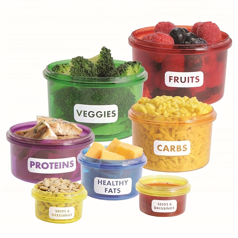 

7-piece Food Control Lunch Box: For - Includes Veggies, Fruits, , , Healthy Fats, And & Dressings - Reusable Plastic For Christmas, Thanksgiving, Hanukkah, And Halloween