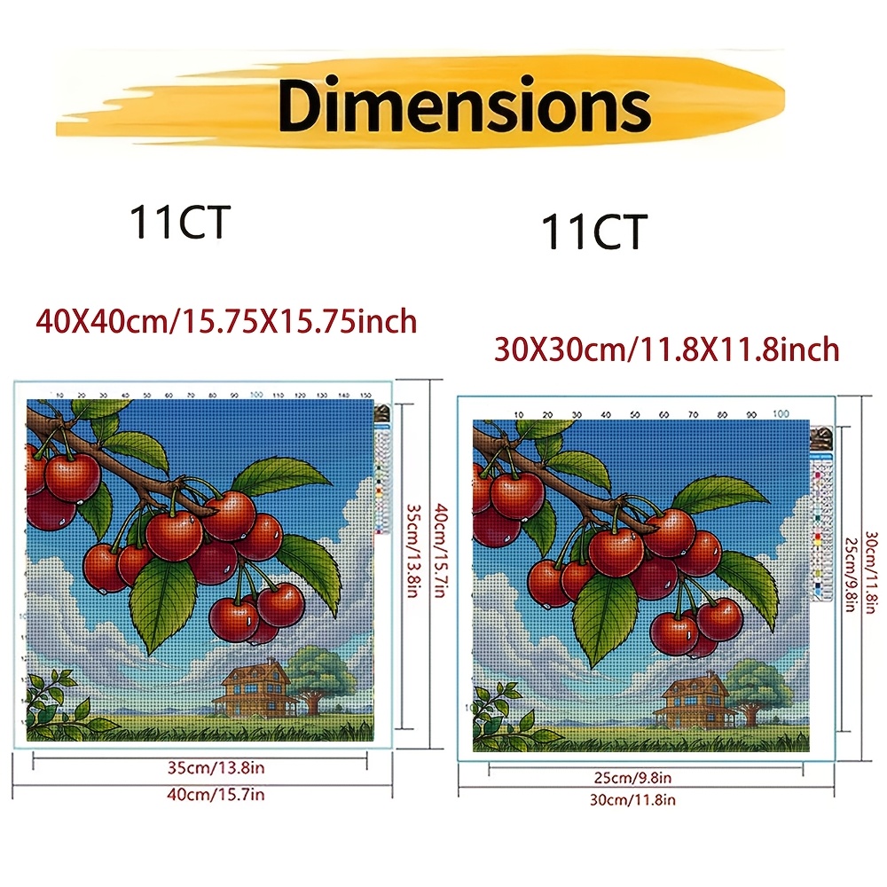 New Frameless Cross-Stitch Printed Kit, "Cherry Blossoms Full of Branches" 2D Pattern
