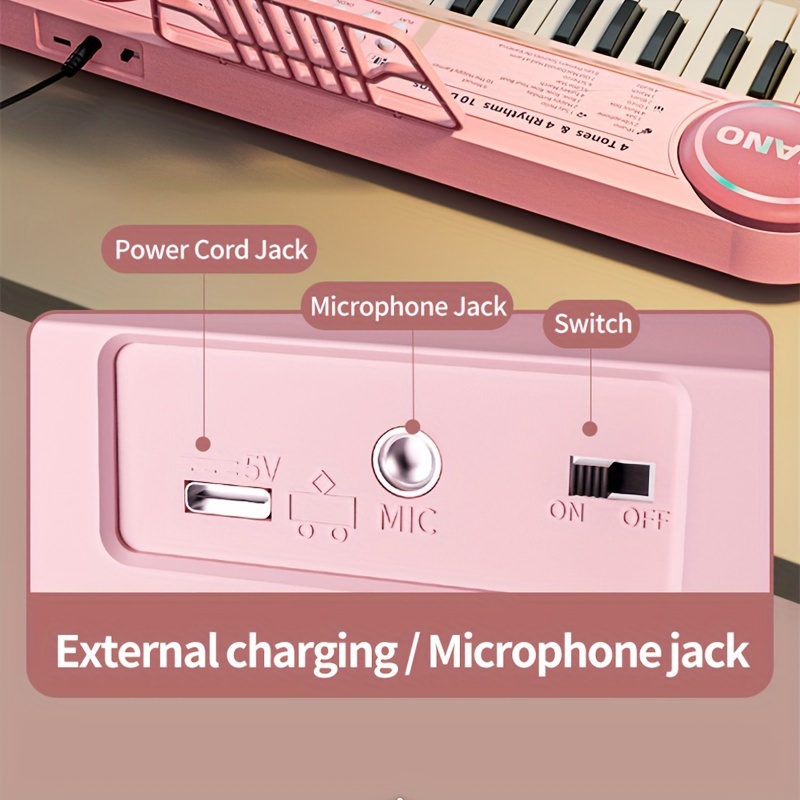  keyboard key multifunction early education musical instrument beginners piano for boys girls finger music playset ideal for christmas halloween birthday gift battery usb powered abs material rose red options details 5