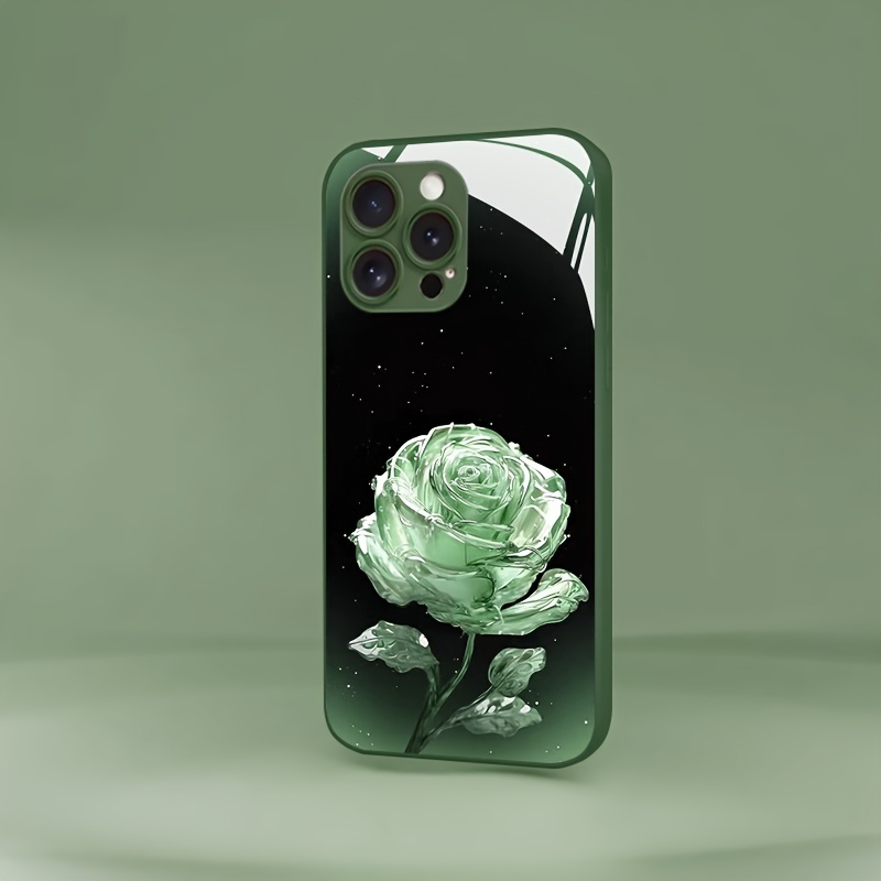 

Floral Tempered Glass Phone Case Compatible With 15/14/13/12/11/xsm/xr/xs/x/7 - Anti-slip Full Coverage Protective Cover With Elegant Rose Design