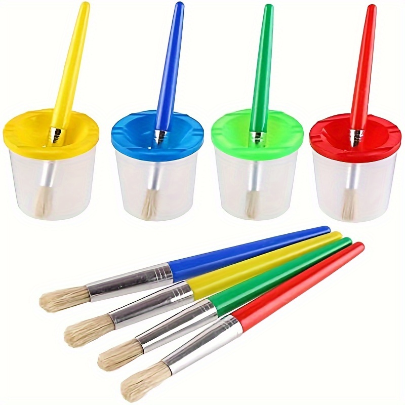 

8- Artpro Set Spill- Cups And Large Brushes, Plastic , Includes 4 Cup And 4 Brushes Plastic Handles