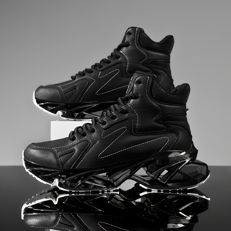 Men'S Exclusive Design Blade Sole Sneakers: Featuring a Physical Blade Sole, Mechanical Cushioning, And Rebound Technology. Trendy Sports Shoes + Everyday High-Top Street Shoes. Made of Synthetic, Easy to Clean, And Versatile for Various Settings