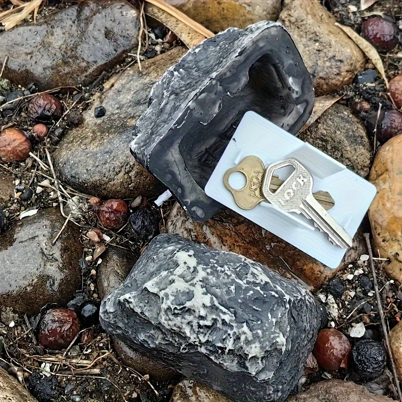 

1pc Hidden Spare Key Fake Rock, Grey Disguise Stone Conduction Safe Look, Safe Key Hider For Safe Outdoor Garden Or Yard