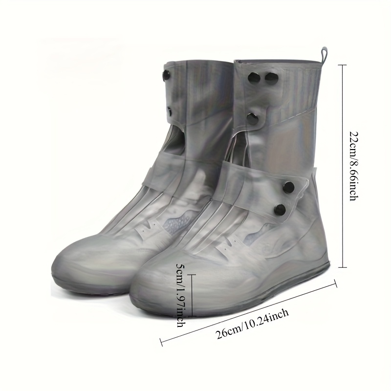 TEMU Waterproof Silicone Shoe Covers - Anti-slip Reusable Foldable Boot Protectors With Double Button Design & Thick Sole For Rainy Snowy Weather,