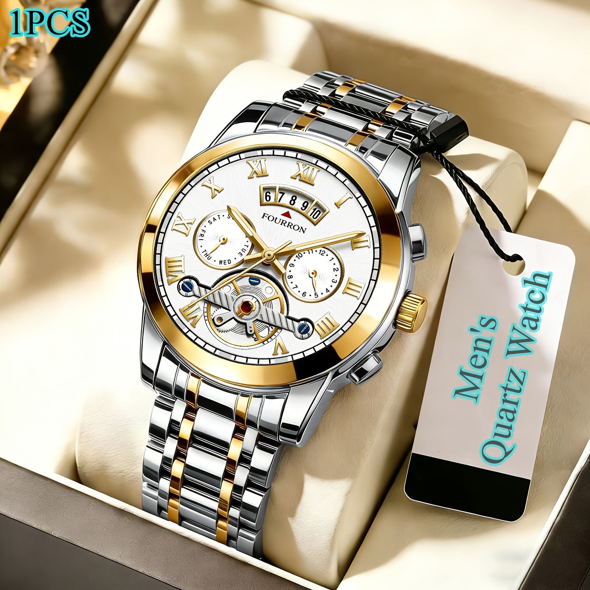 Elegant Stainless Steel Quartz Watch with Calendar Water Resistant Poedagar Elegant Men main image 4