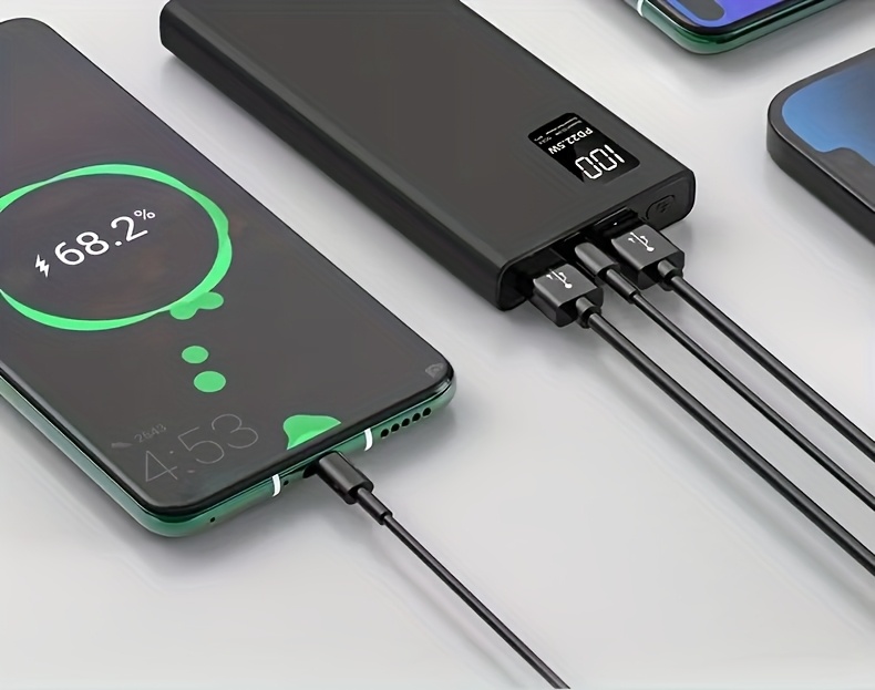 портативный внешний аккумулятор с быстрой зарядкой 10000/ fast charging, 2 usb 3.0 type-  pd4, сверхбыстрая зарядка 22.5w, компактный и     для использования на открытом воздухе, портативный внешний аккумулятор, зарядка на открытом воздухе,   зарядное устройство, высокопроизводительное зарядное устройство, power bank Детали 7