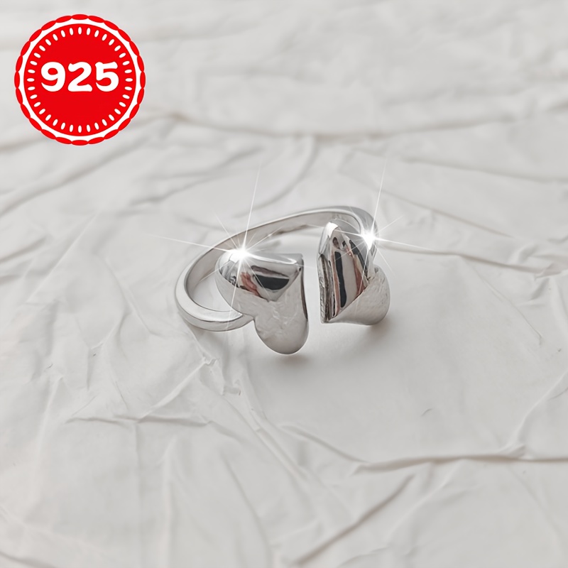 925 Silver Interlocking Hearts Ring Ideal for Couples