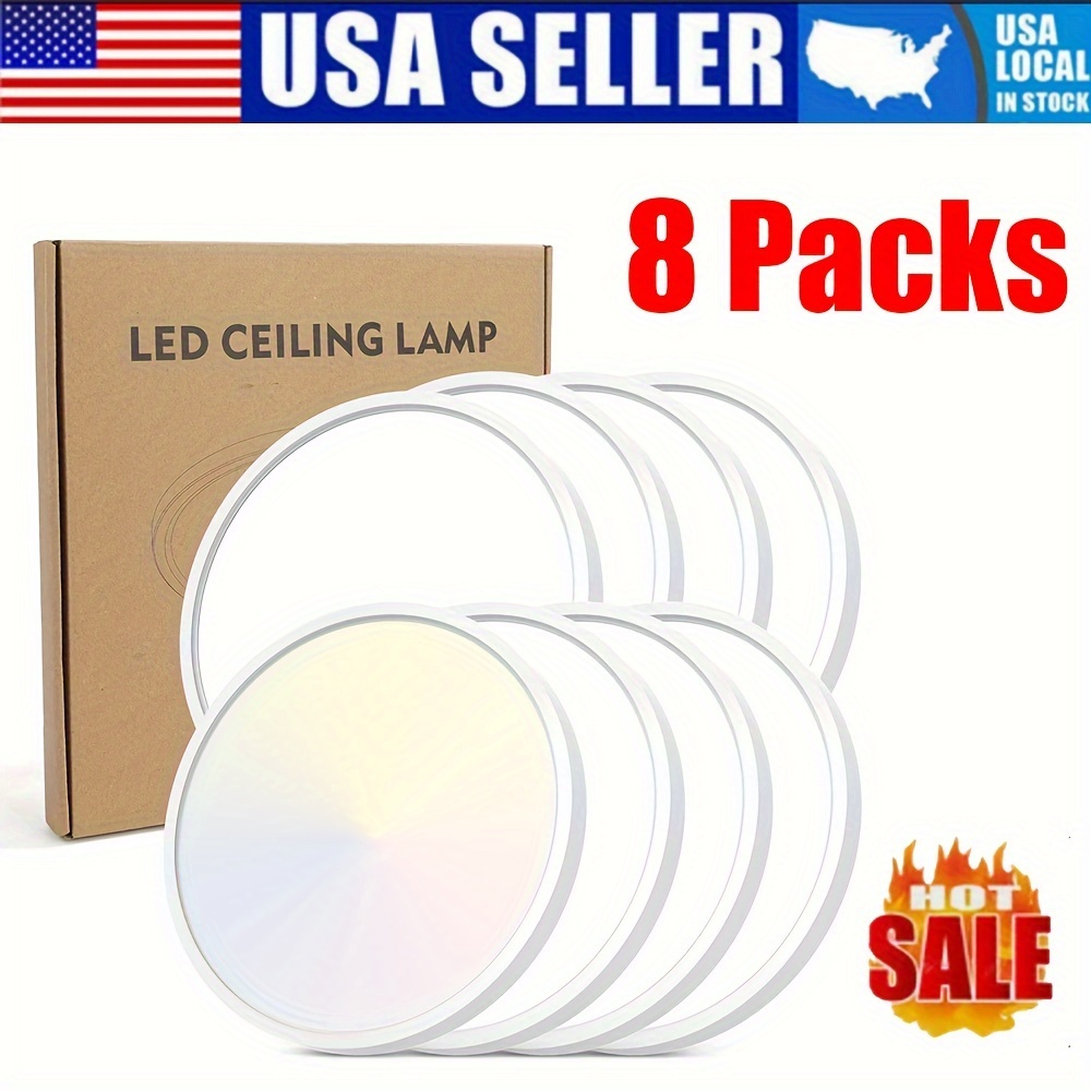 

8 Packs Round Led Ceiling Light 24w , 3000k, 3500k, 4000k, 5000k, 6500k, Dimmable Ceiling Light, 2400lm For , , And