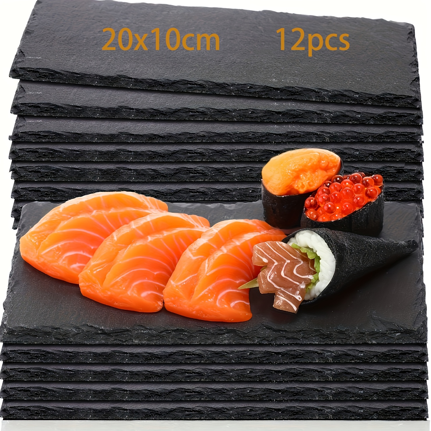 Image of Dofiki 12/24pcs Dinner Plate 200x100mm Plate, Catering Serving Tray, Cheese Sushi Plate, Steak Plate, Plate, Picnic Bbq Slate Plate, For Laser Engraving Kitchen Restaurant Party Outdoor
