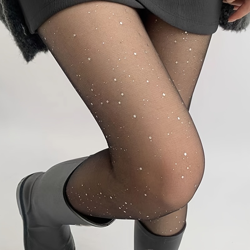 2 pairs of sparkly rhinestone tights sparkly dots tights pure desire b silver leg black socks sequin tights details 1