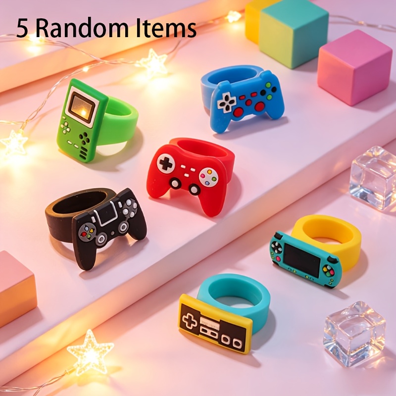 TEMU Random 5pcs Cute And Fun Game Controller Rings, Small Game Controller Gift Rings, Fashion Rings, Adjustable Open Rings, Suitable For, Holiday