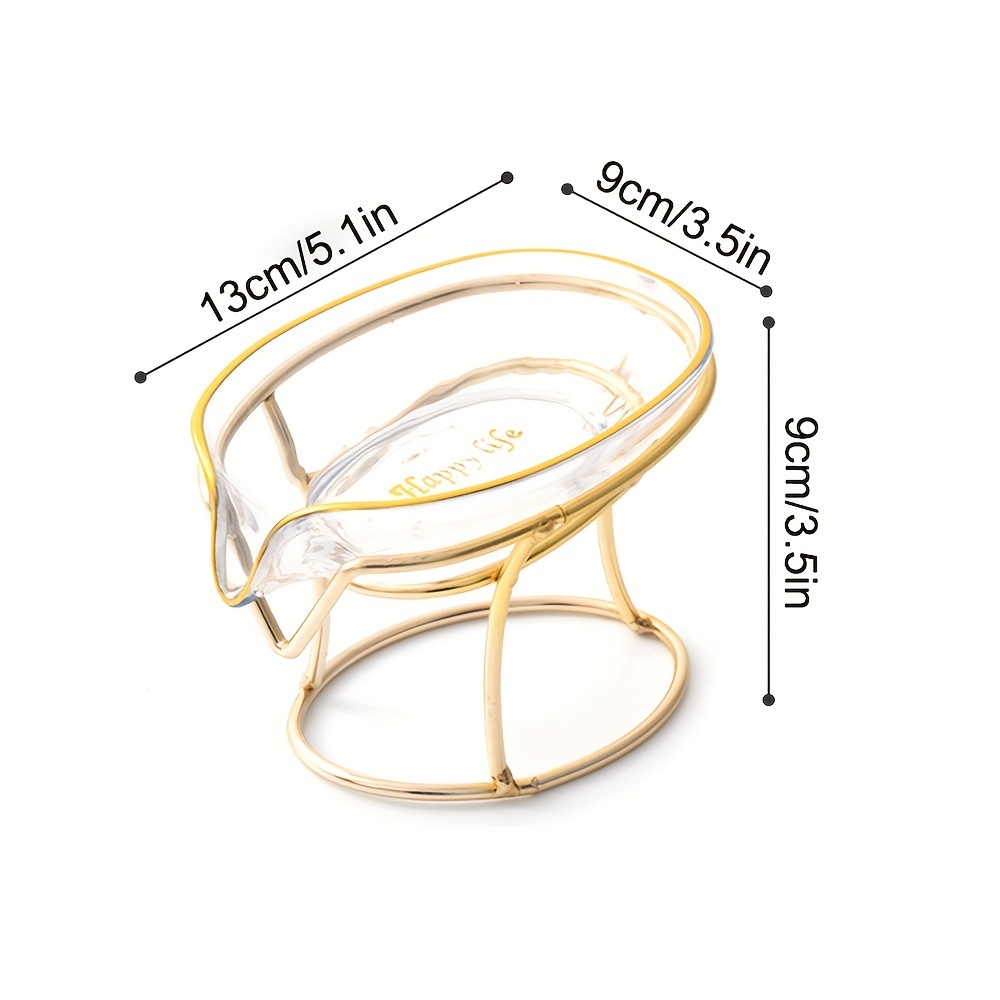 1pcs Elegant Wrought Iron Oval Soap Holder With Drain Design For Bathroom, Kitchen Sink - Stylish Soap Tray With Waterfall Drainage For Shower, Countertop Storage Organizer
