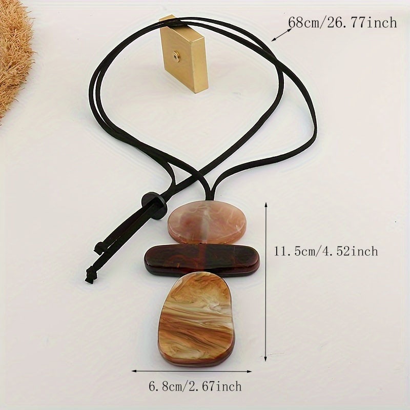 Rope Geometric Pendant Necklace Long Sweater Chain