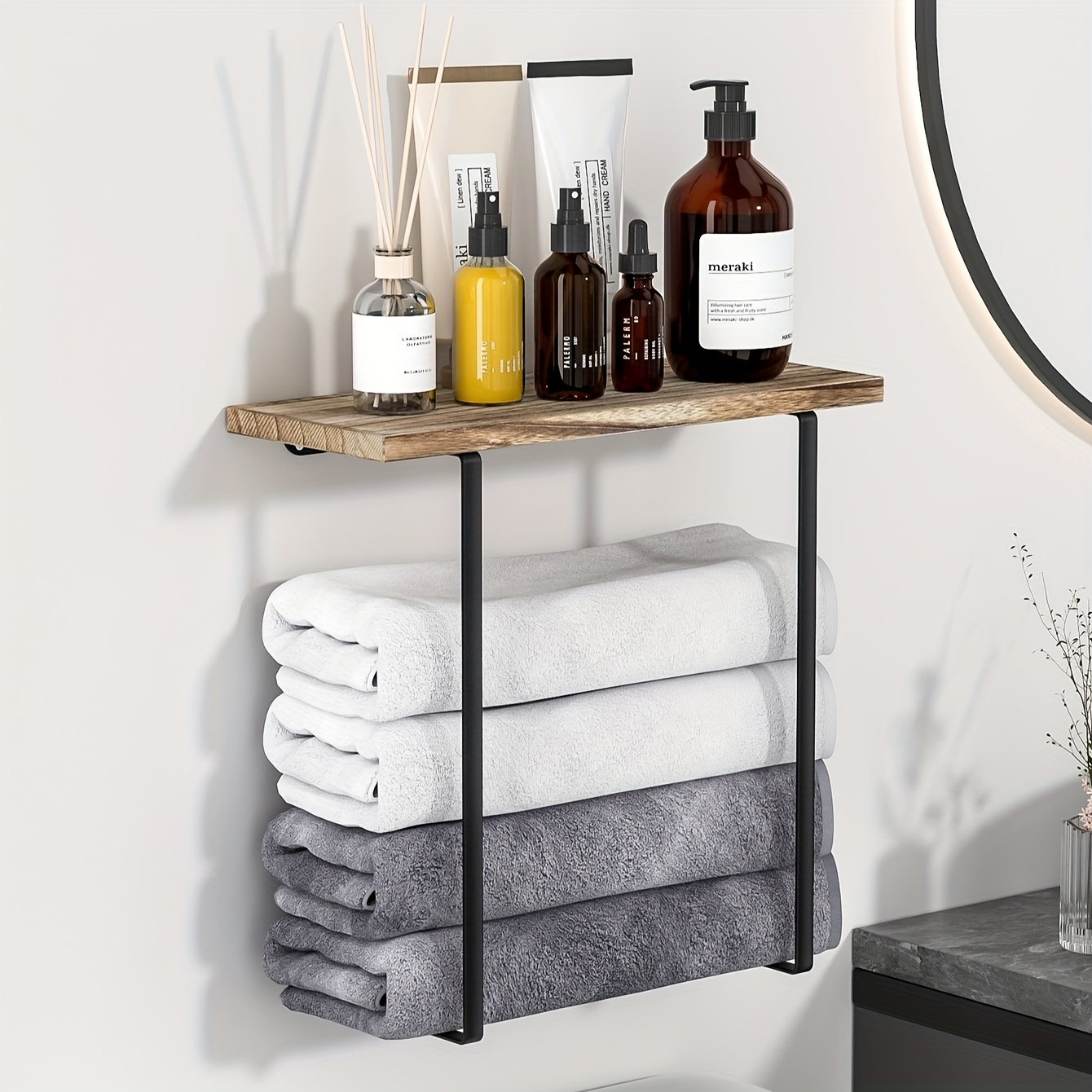 

-mounted -saving Towel Wooden - , Bathroom Organizer For Decor