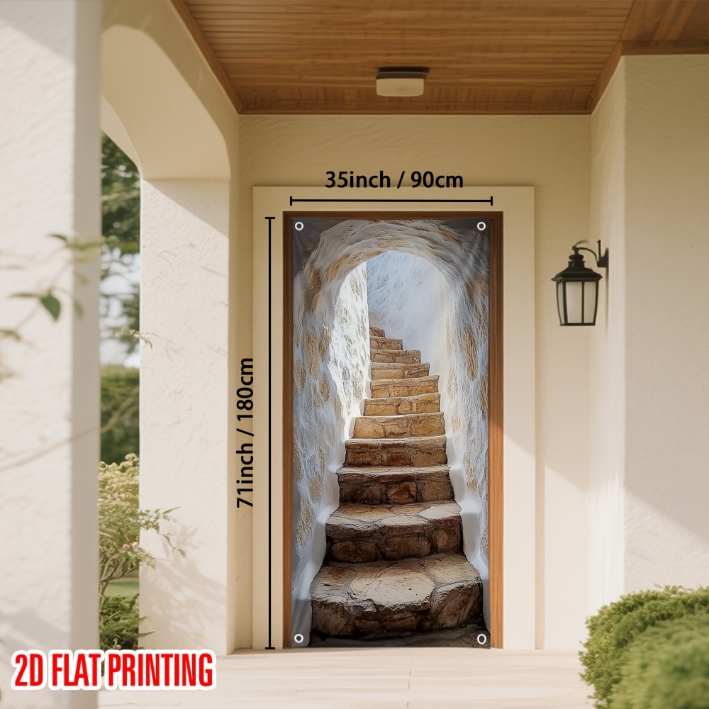 1pc festive 2d flat printing party banner door curtain versatile polyester fabric no electricity needed   design for parties and     entryway stairs and   holiday decorations   design durable fabric 2d flat