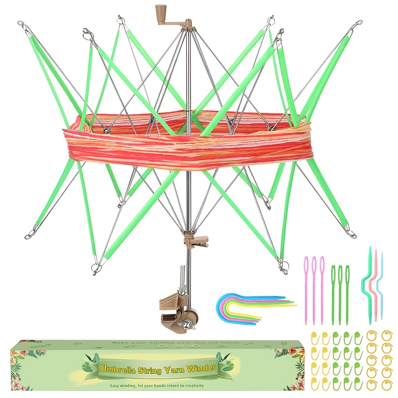 

Complete Knitting & Crochet Tool Kit With Umbrella Yarn Winder, Needles, Markers - Metal Crafting Accessories For Diy Projects, Yarn Crochet