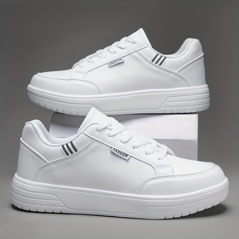 Zapatillas deportivas casuales y elegantes para hombre con un diseño de cordones adhesivos genial, zapatillas blancas versátiles y modernas