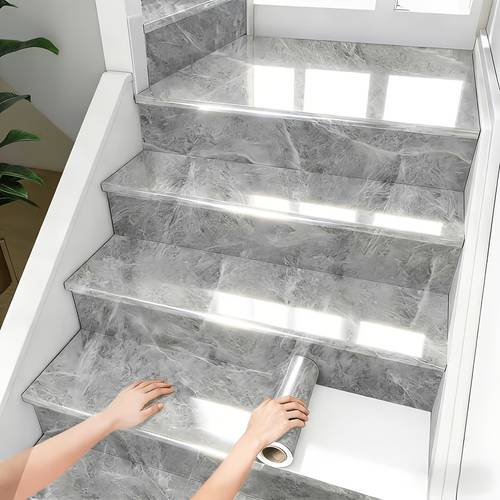dont damage stairs self stair stickers that mimic marble can refresh your space it a is waterproof and wear resistant