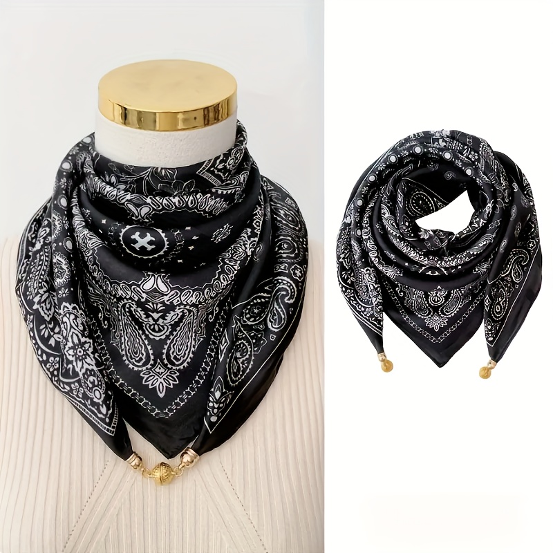 2025 New Elegant 27.56-inch Belted Square Scarf, Bohemian Style Thin Breathable Spring Summer Women's Headscarf