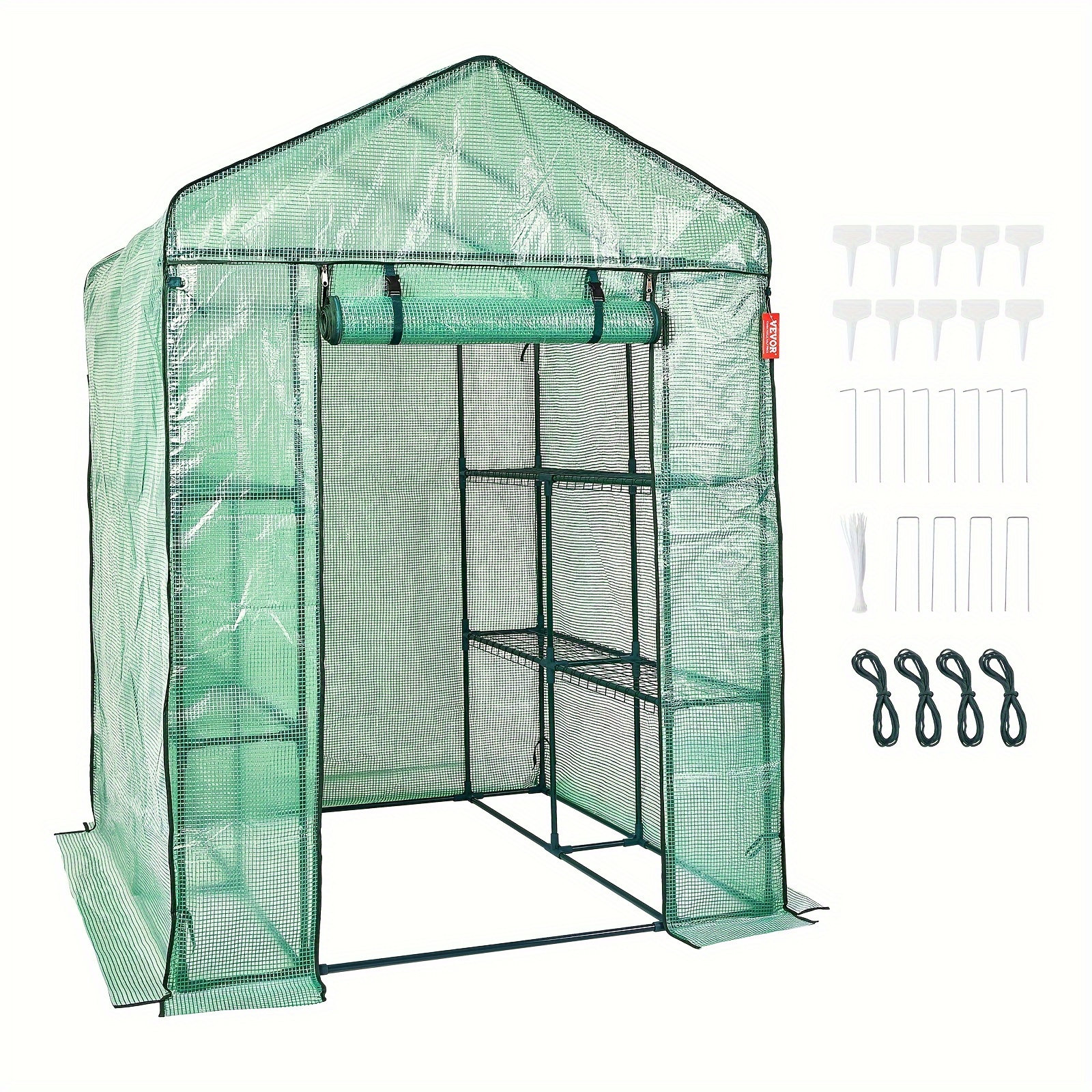 

Vevor Walk-in , 4.6 X 4..6 Ft, Greenhouse With Shelves, High Strength Pe Cover With Zipper Door And , In Minutes, Suitable For Planting And Storage