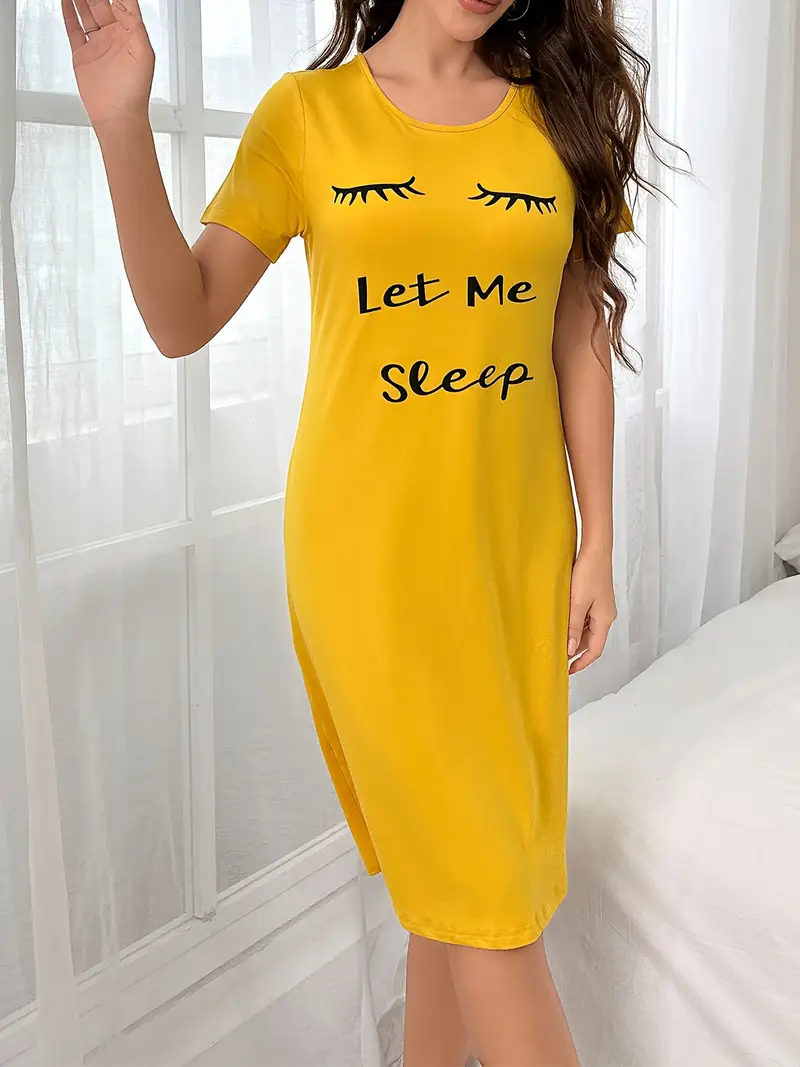 ladies letters printed dresses Women Short Sleeve Dresses Letter Printed Split 2024 Summer Female Medium Length T-shirts Dress Ladies Casual Loose Vestidos