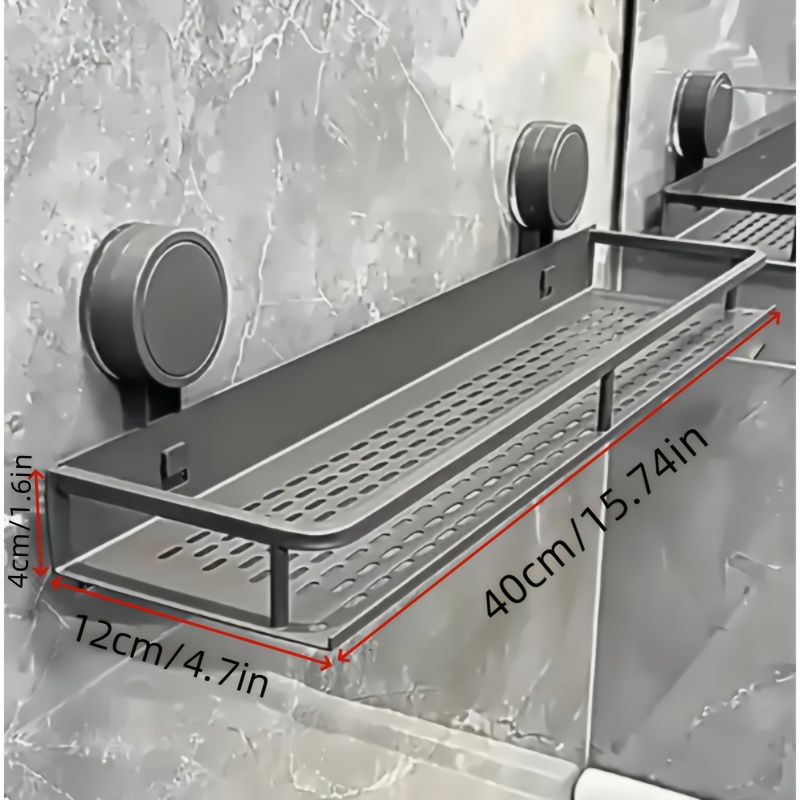 item picture heavy duty stainless shower cart with suction cup mount space saving wall mounted floating shelf rust resistant bathroom rack for shampoo soap toiletries modern bath shower organization no drill installation