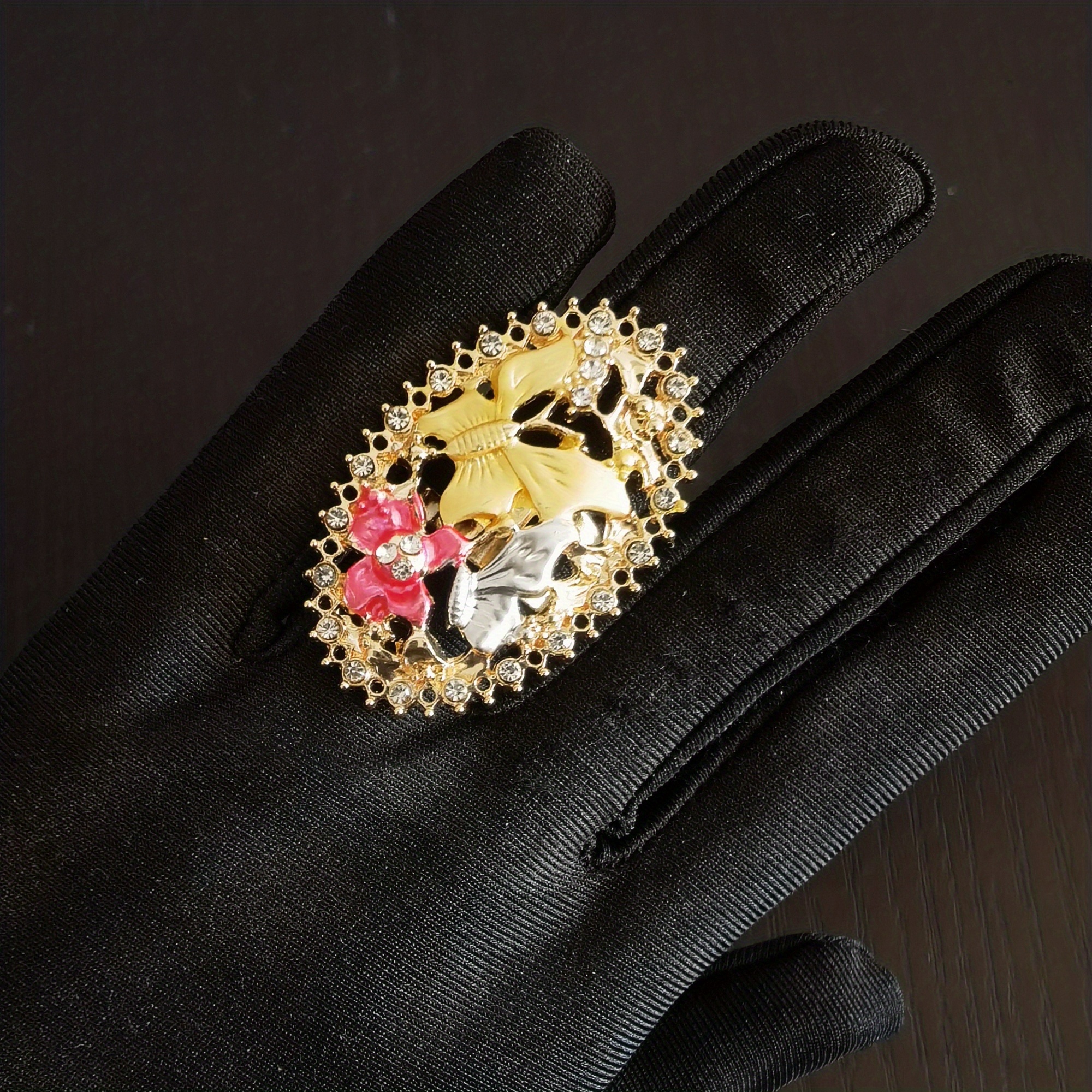 Parure Vintage Années 70 - Bague Et Boucles D'oreille En Bakélite Et Strass - Occasion En Bel état