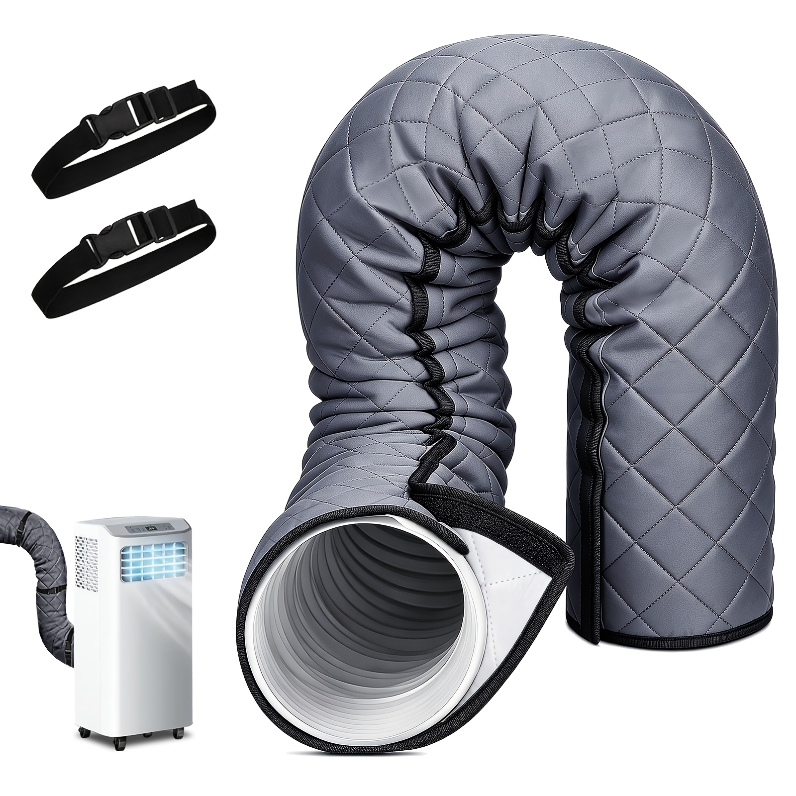 TEMU Portable Ac Hose Insulation Sleeve, Heavy-duty Air Conditioner Hose Protector With 2 Straps, Ac Hose Cover For Mini Split Ac Systems & Rv, Ideal